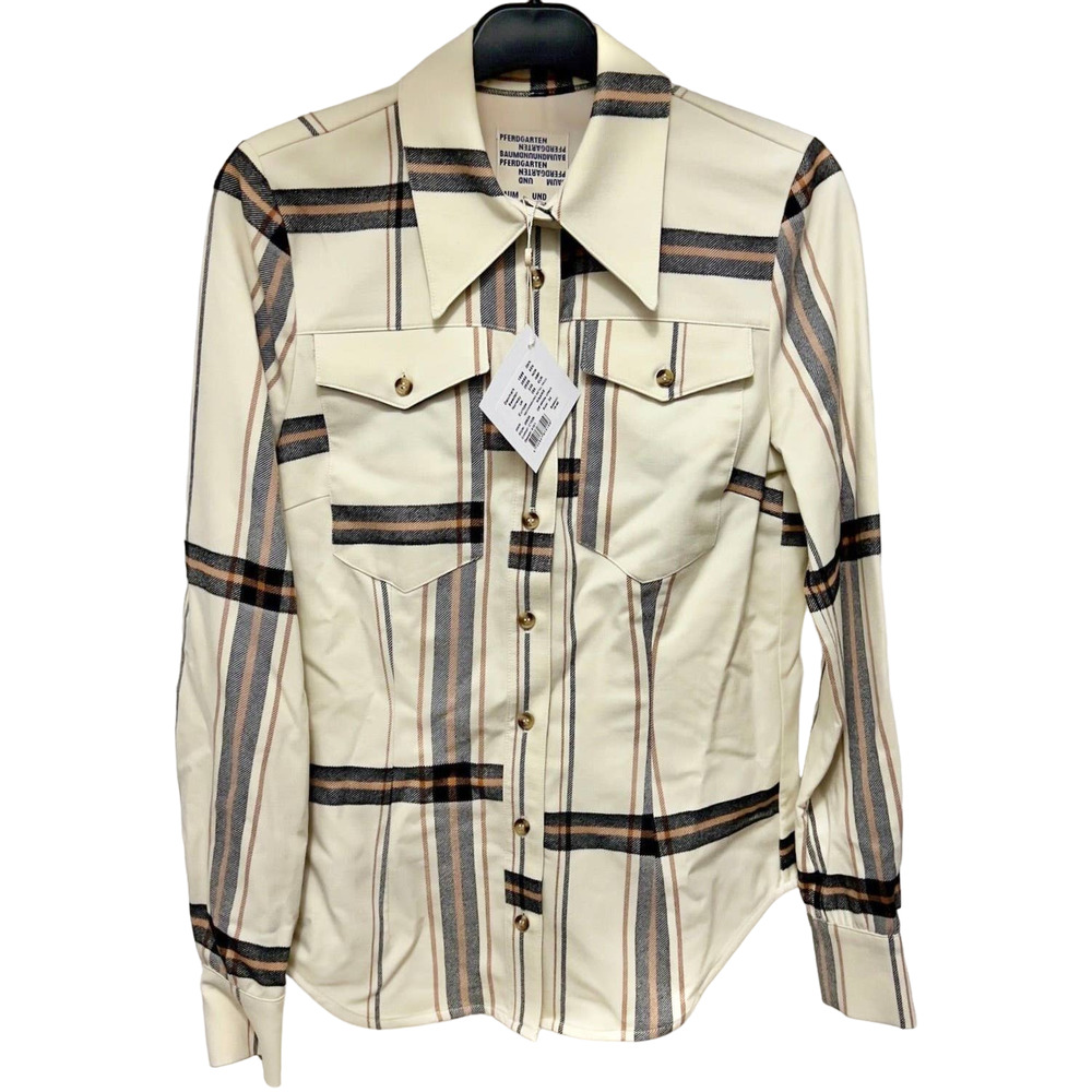 BAUM UND PFERDGARTEN Women Maaike Button Up Blouse Sz EU 34 XS Plaid Long Sleeve - Picture 3 of 5
